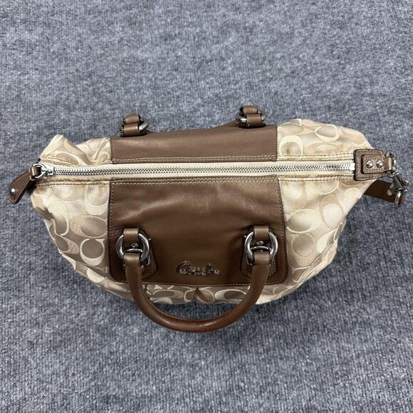 Coach Ashley Signature Satchel Handbag Purse Khaki Brown Colorway Casual Work - Picture 3 of 14